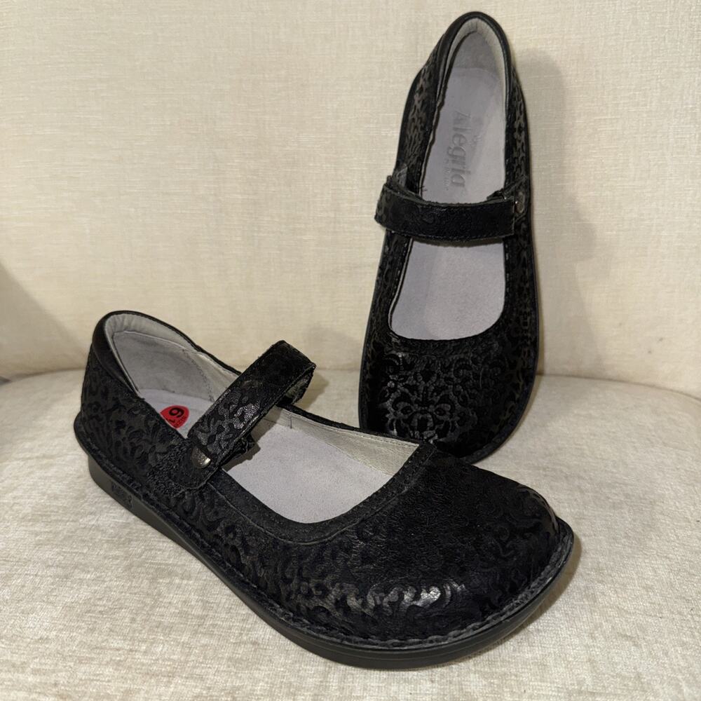 ALEGRIA Black Paloma Delicut PAL-435 Leather Mary Jane Shoes EU 37/Us 6.5-7